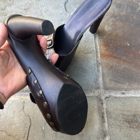Costume National Brown platform Leather & Wood sandals 39 - Picture 7 of 10